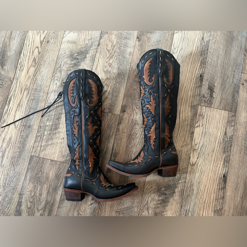 Lane reverie brown and black knee high corset back boots 7.5 - Picture 16 of 17